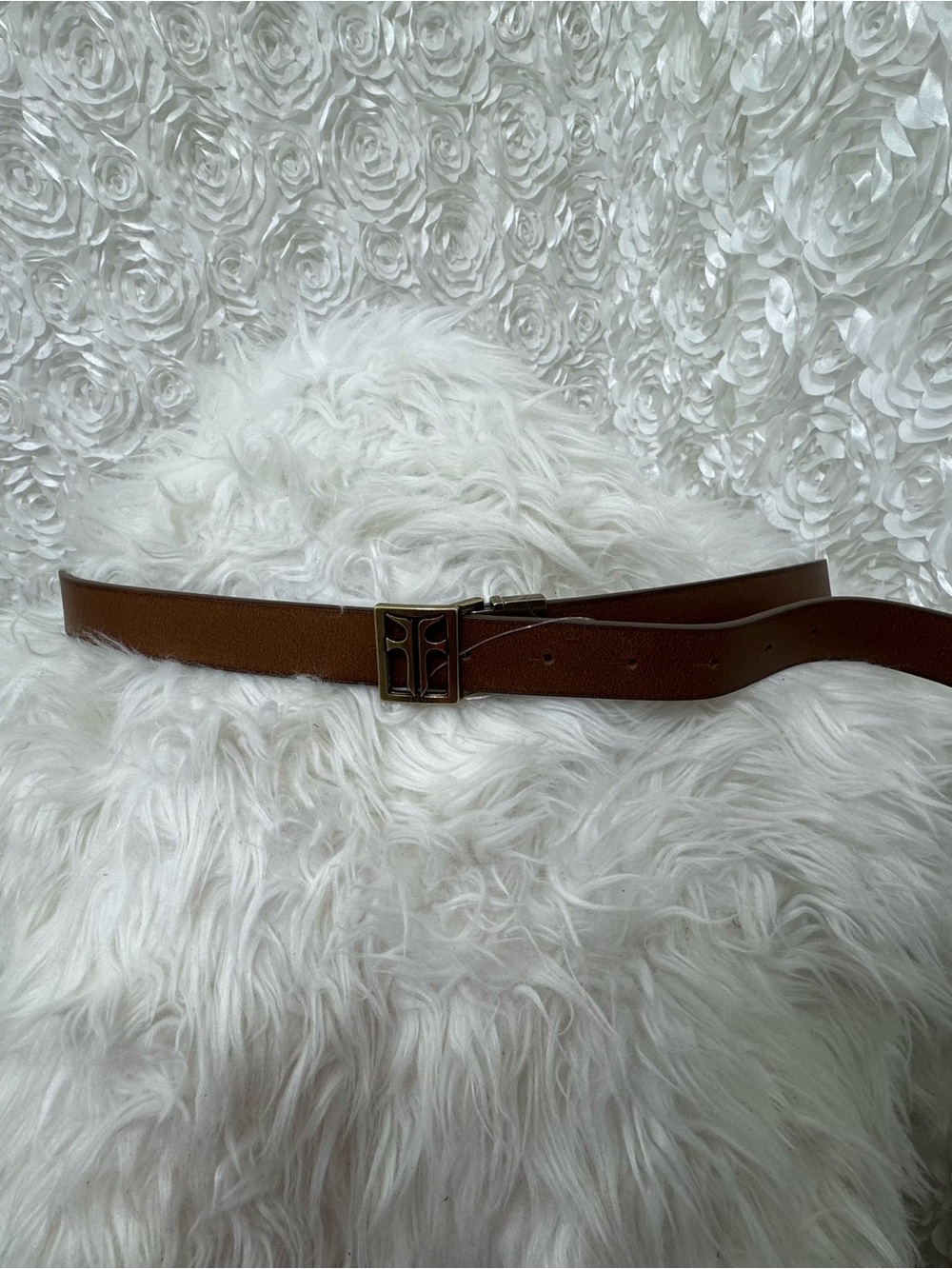 Frye 1863 Reversible Leather Belt Large Brown Black Brass Buckle NWOT